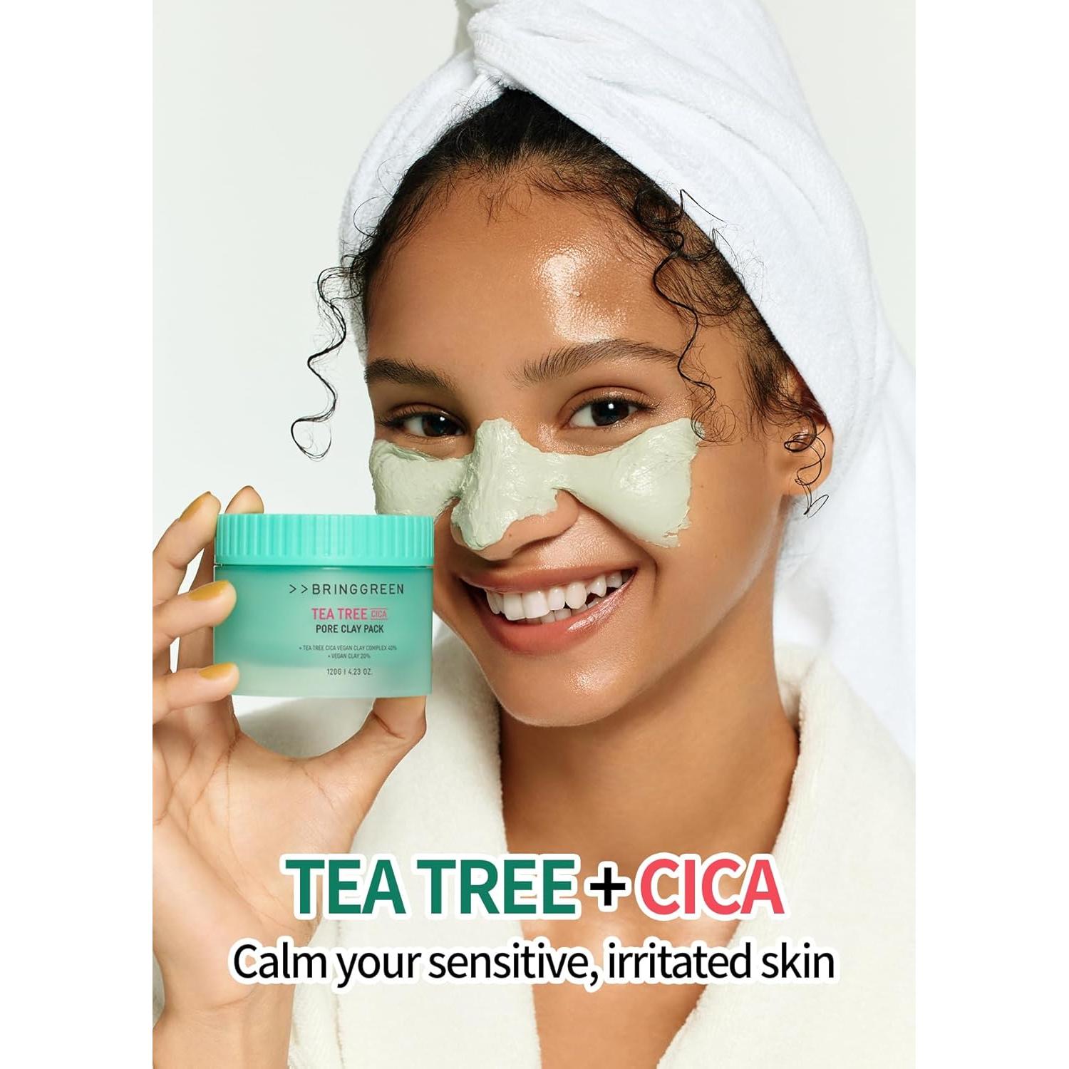 Mascarilla de Arcilla Vegana BRING GREEN Cica Tea Tree 120g