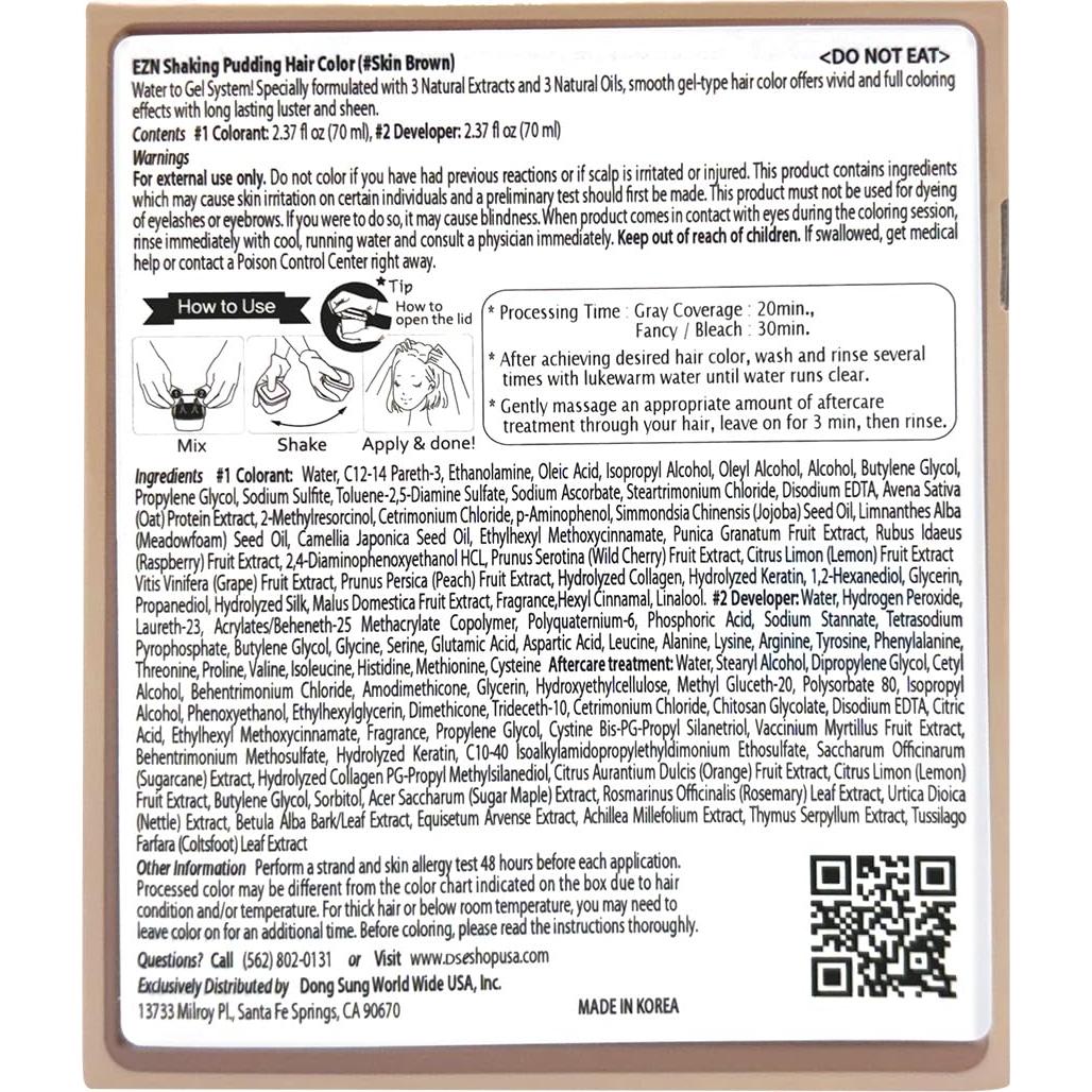 Tinte para Cabello Sin Amoníaco eZn Pudding Marrón Piel Mute