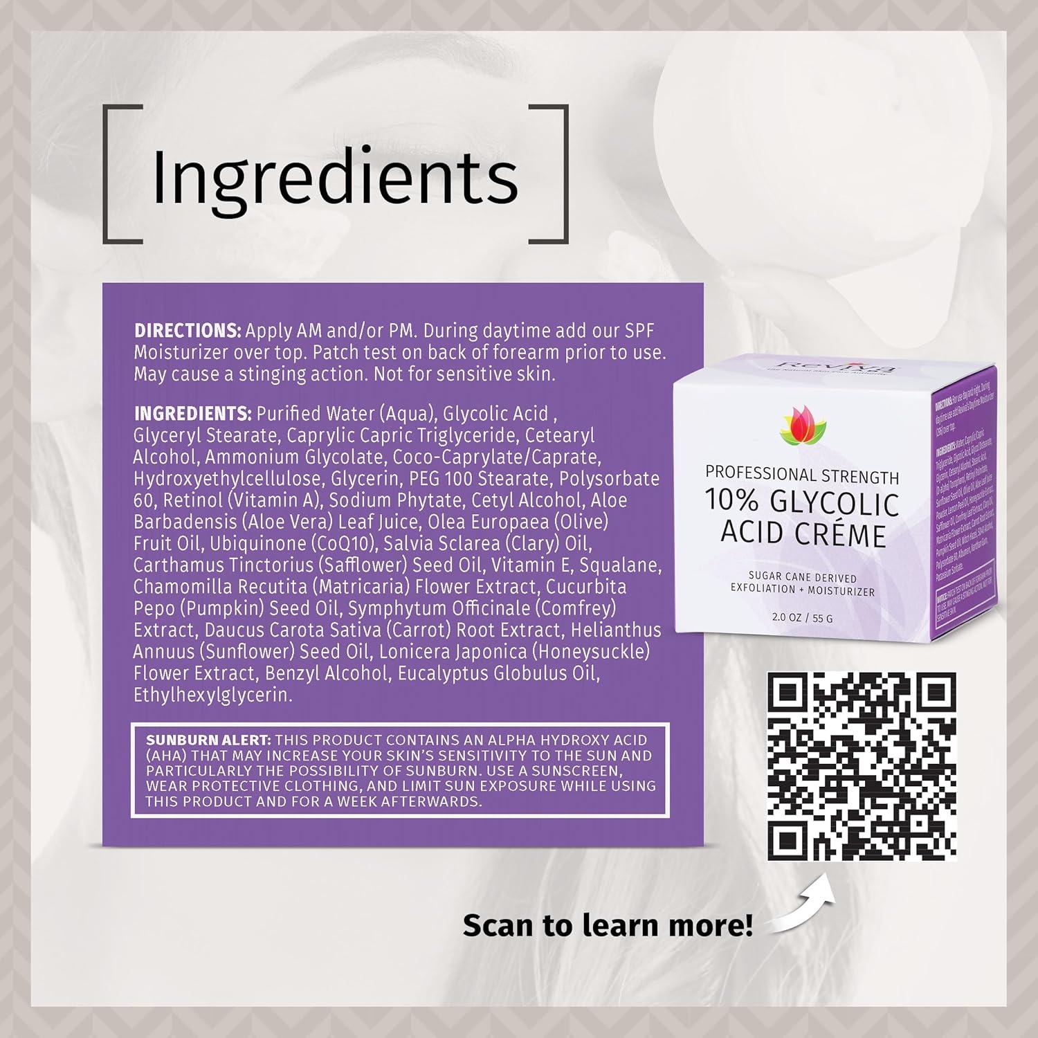 Crema Facial Reviva Labs 10% Ácido Glicólico Hidratante 79g