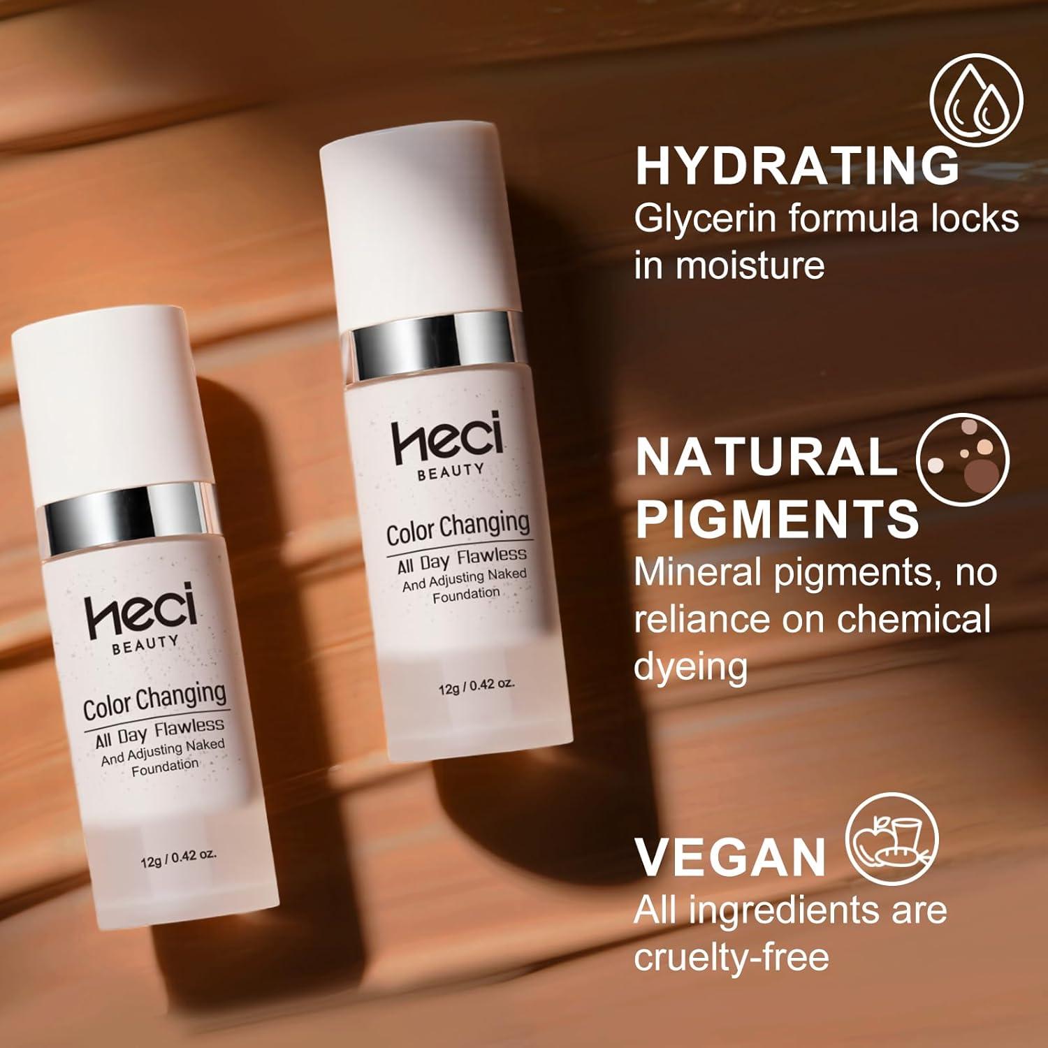 Base de Maquillaje HECI BEAUTY 2x12ml Color Claro Cobertura Ligera