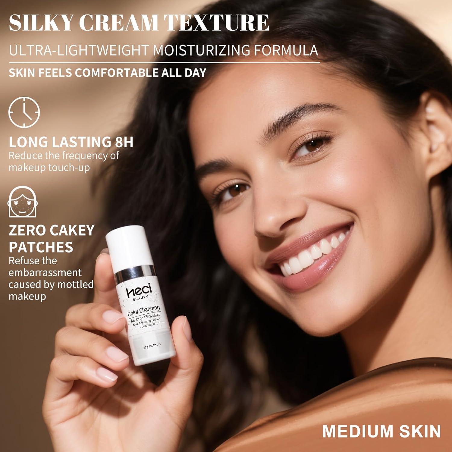 Base de Maquillaje HECI BEAUTY 2x12ml Color Claro Cobertura Ligera