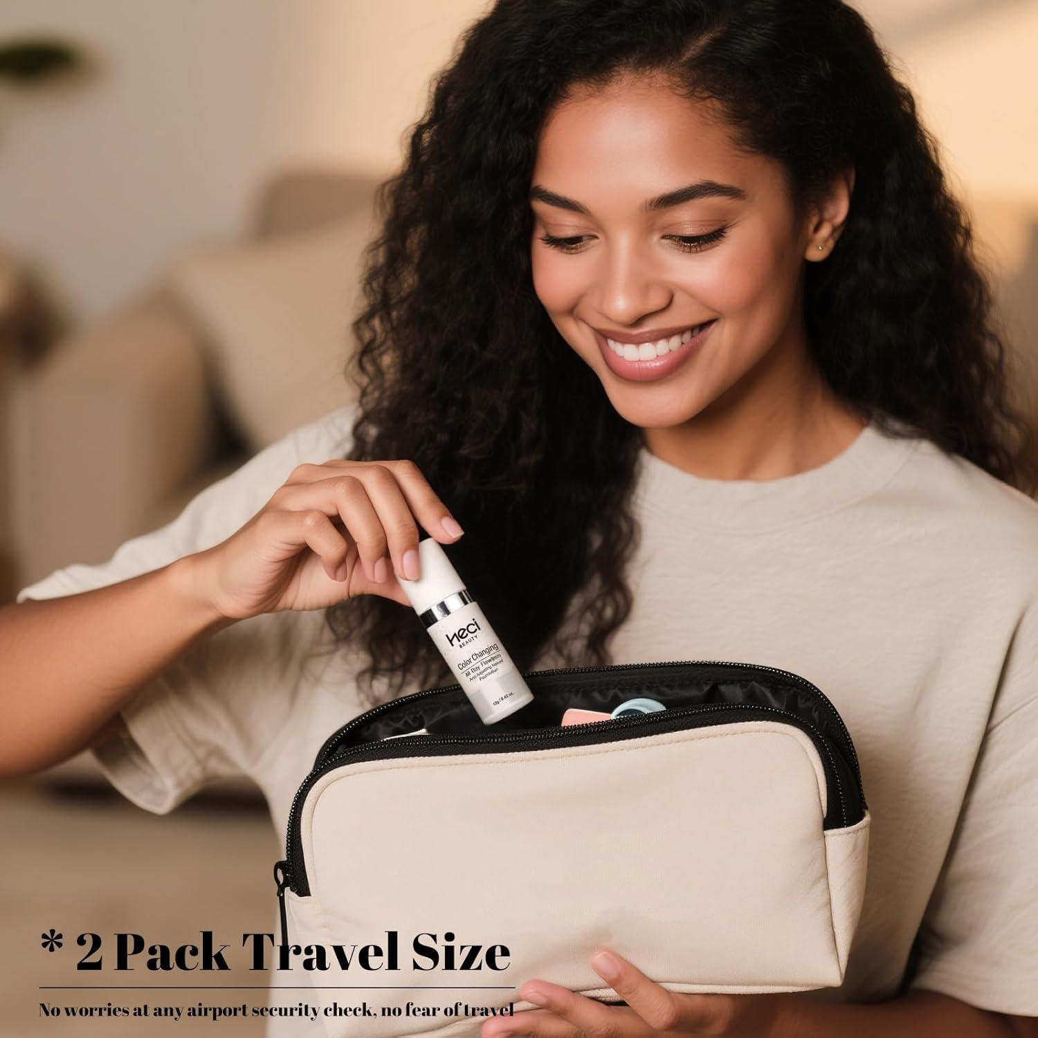 Base de Maquillaje HECI BEAUTY 2x12ml Color Claro Cobertura Ligera