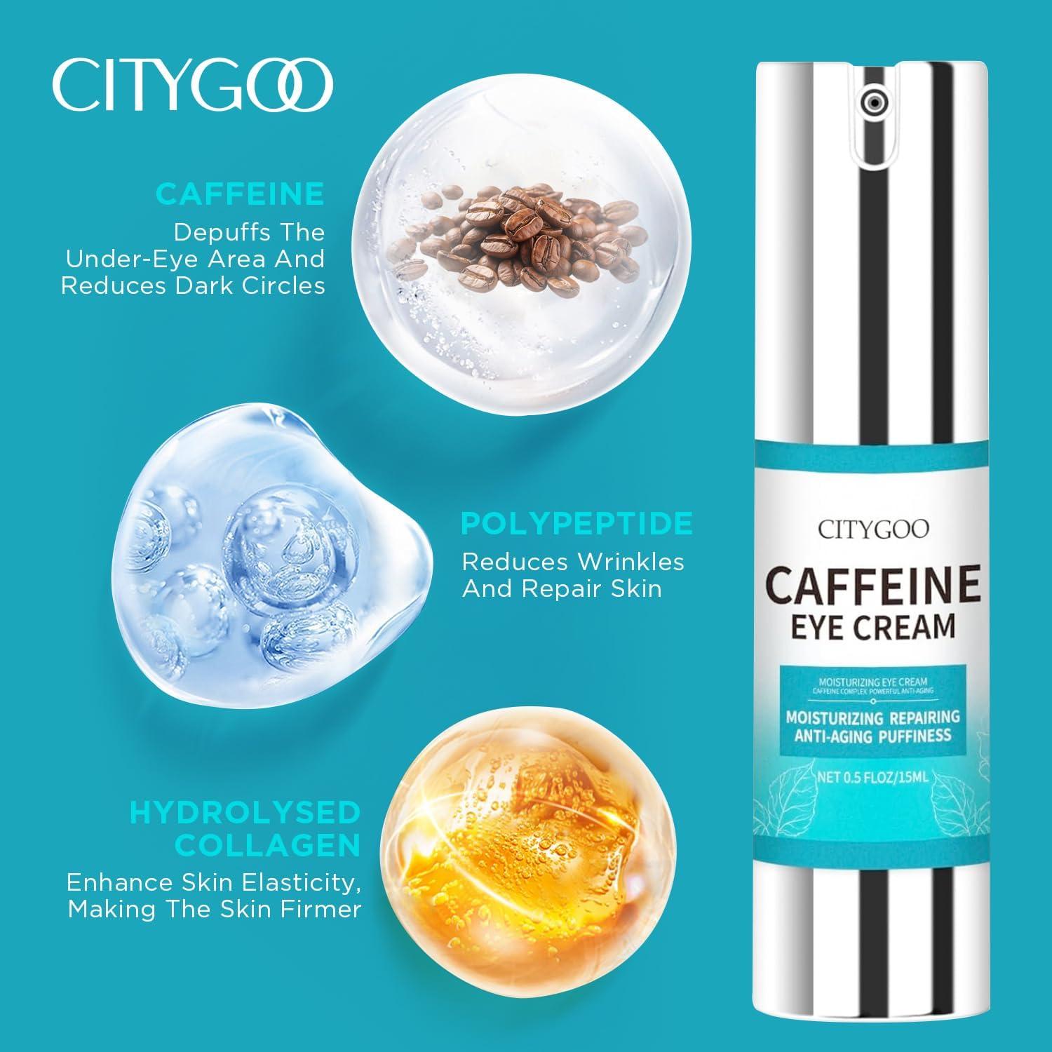 Crema para Ojos CITYGOO con Cafeína 50g - Antiarrugas y Hidratante