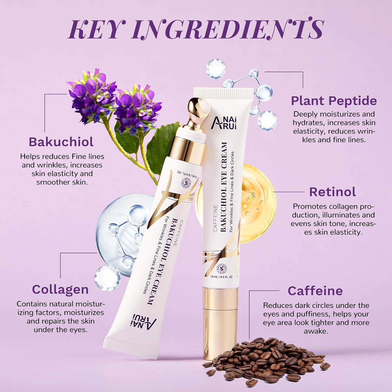 Crema para Ojos ANAI RUI Caffeine Bakuchiol 15ml - Hidratante