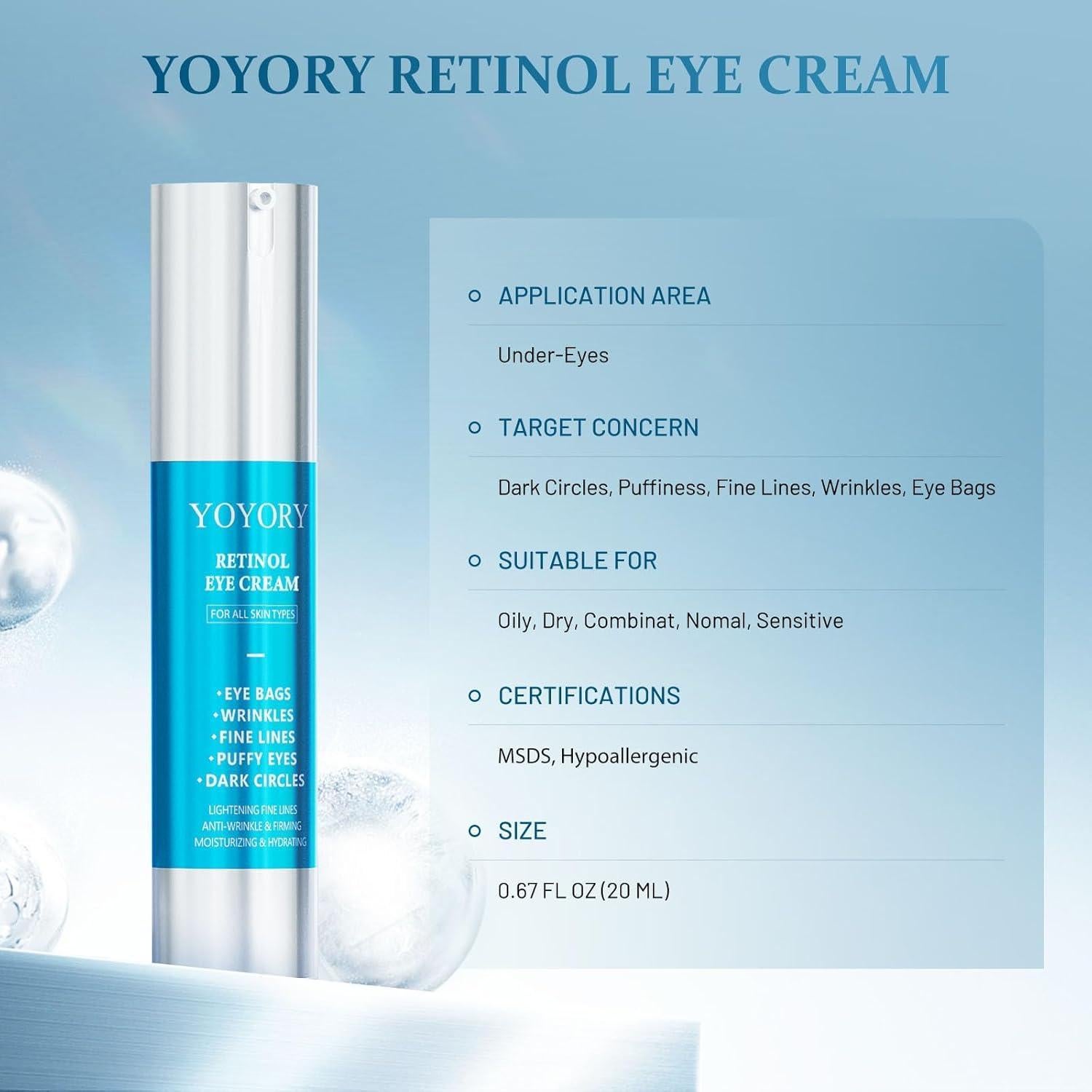 Crema para los Ojos YOYORY con Retinol 20ml - Anti-Envejecimiento