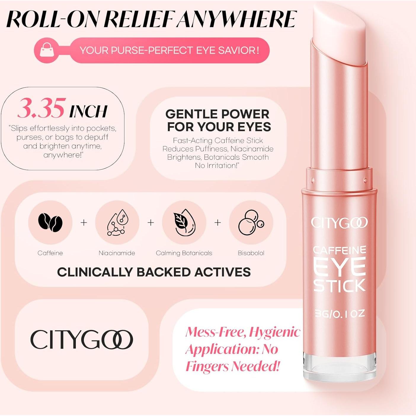 CITYGOO Barra de Crema para Ojos con Cafeína 20g - Antienvejecimiento