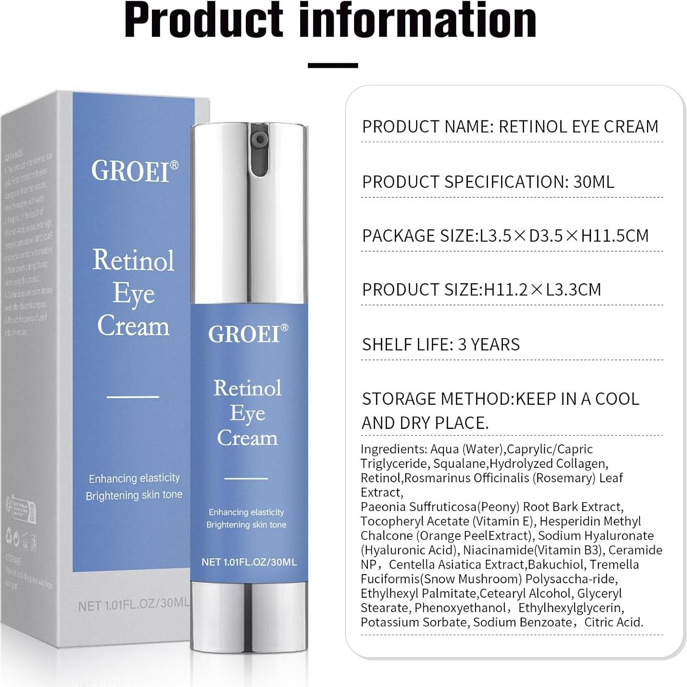 Crema para Ojos Koufei con Retinol y Ácido Hialurónico 28.5g