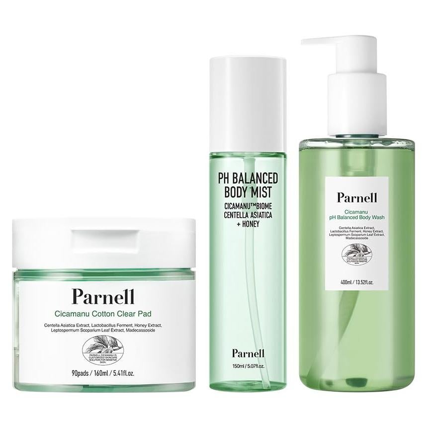 Set Cuidado de Piel Cicamanu: Gel de Ducha, Bruma y Almohadilla