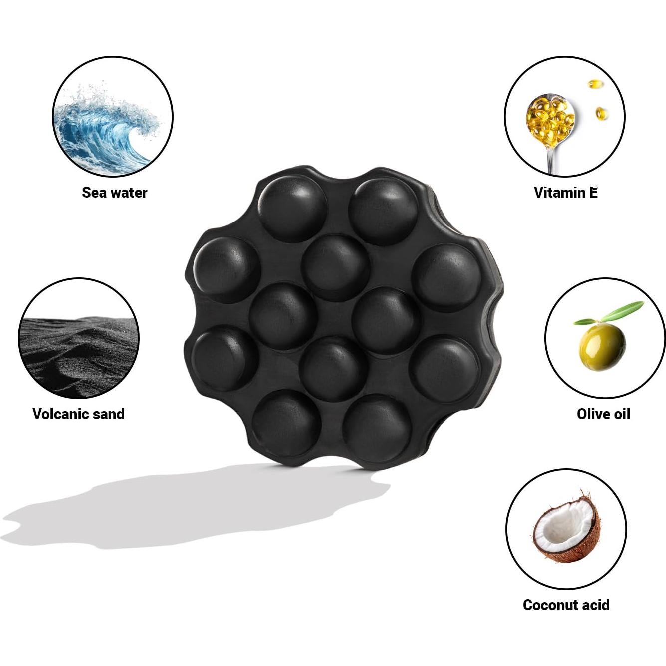 Jabón Negro Volcánico Santo Volcano 110g - Exfoliante Facial y Corporal