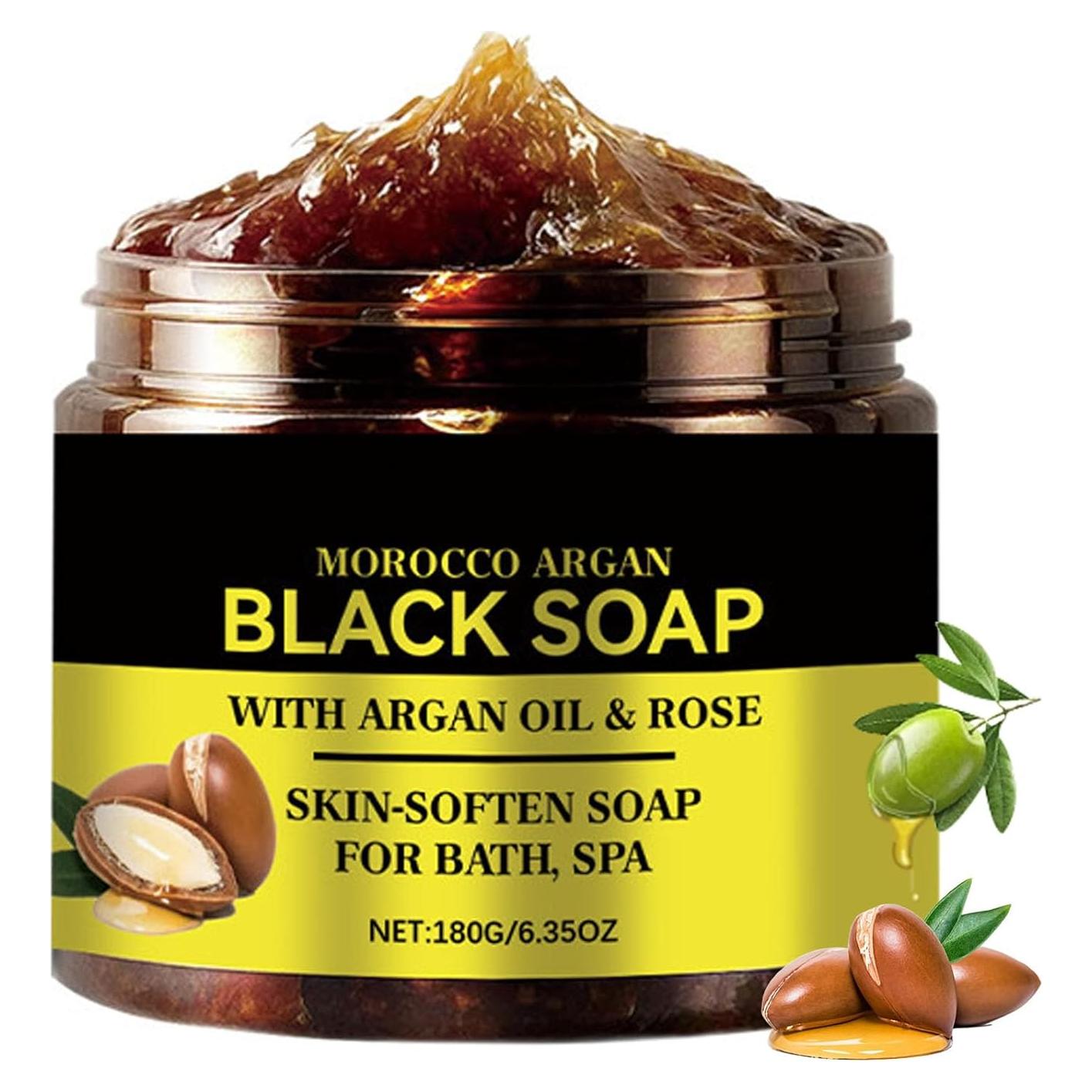 Jabón Negro Marroquí Orgánico con Argán y Rosa 221g