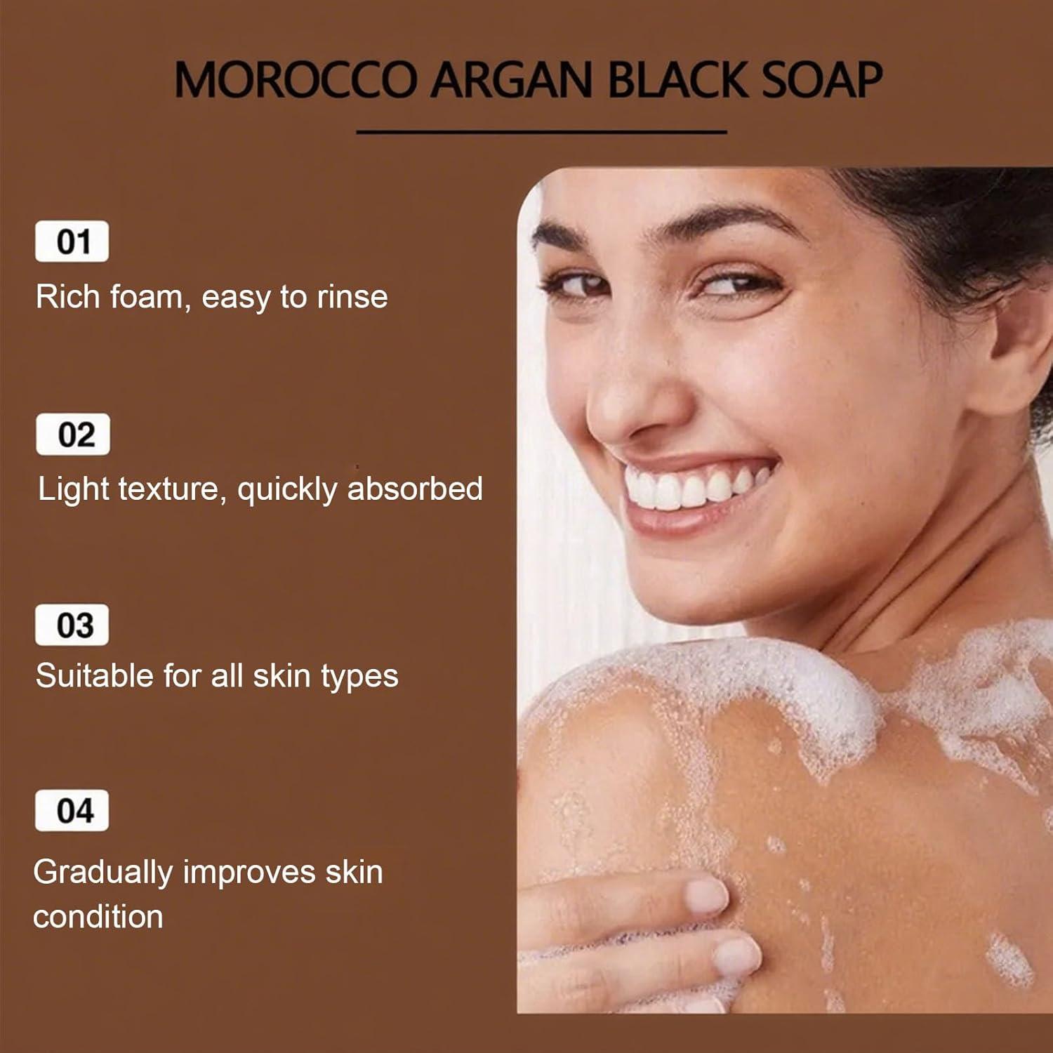 Jabón Negro Marroquí Orgánico con Argán y Rosa 221g