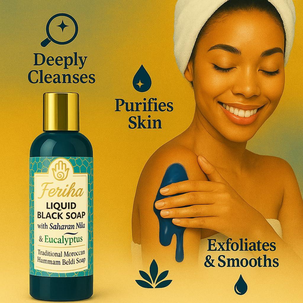 Jabón Negro Líquido Feriha 500ml - Exfoliante Tradicional Marroquí