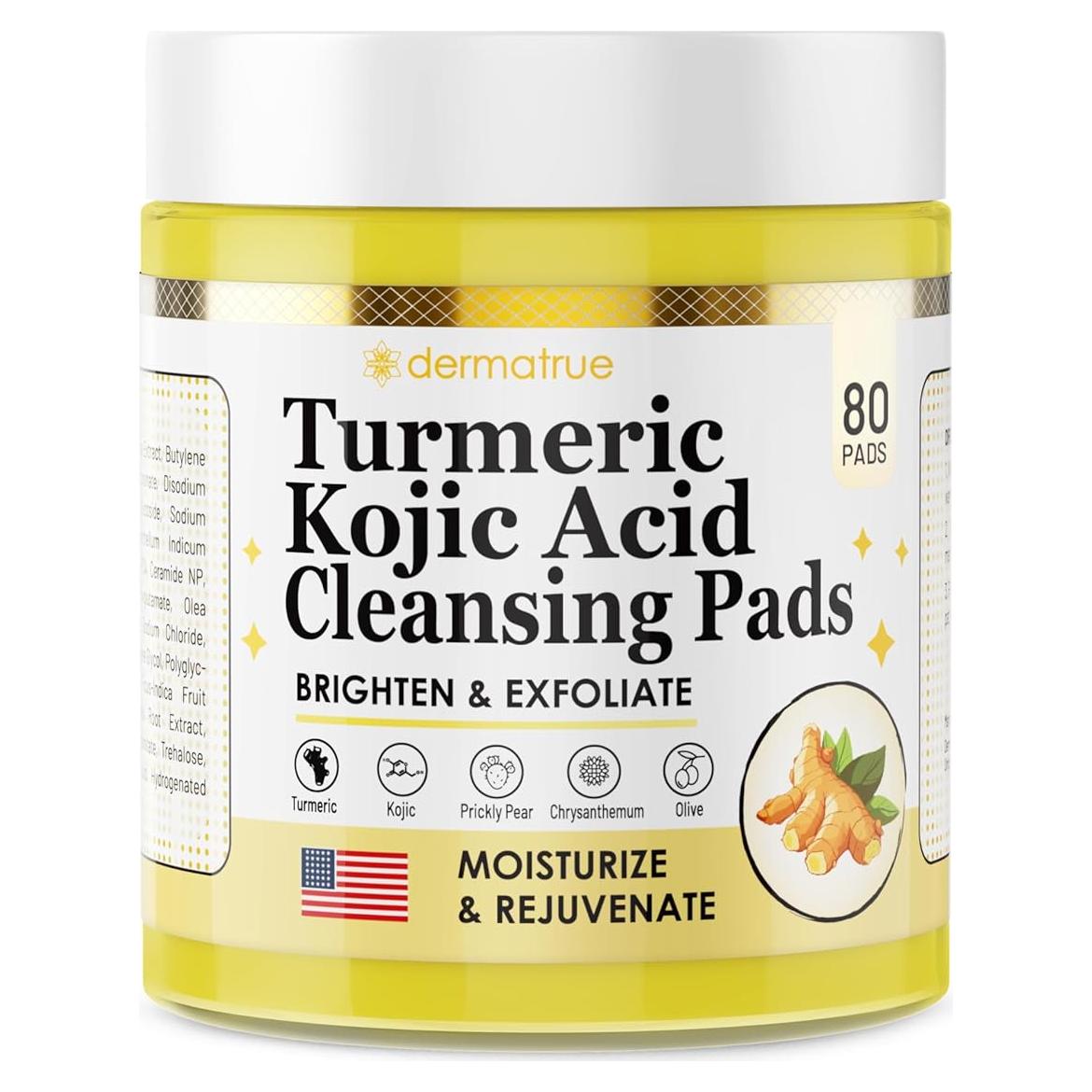 Pads de Limpieza Exfoliantes Dermatrue con Ácido Kojico y Cúrcuma - 80 Piezas