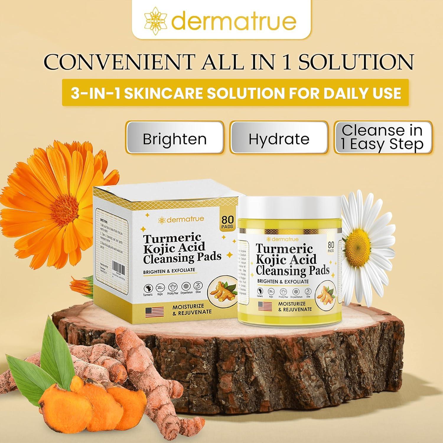 Pads de Limpieza Exfoliantes Dermatrue con Ácido Kojico y Cúrcuma - 80 Piezas