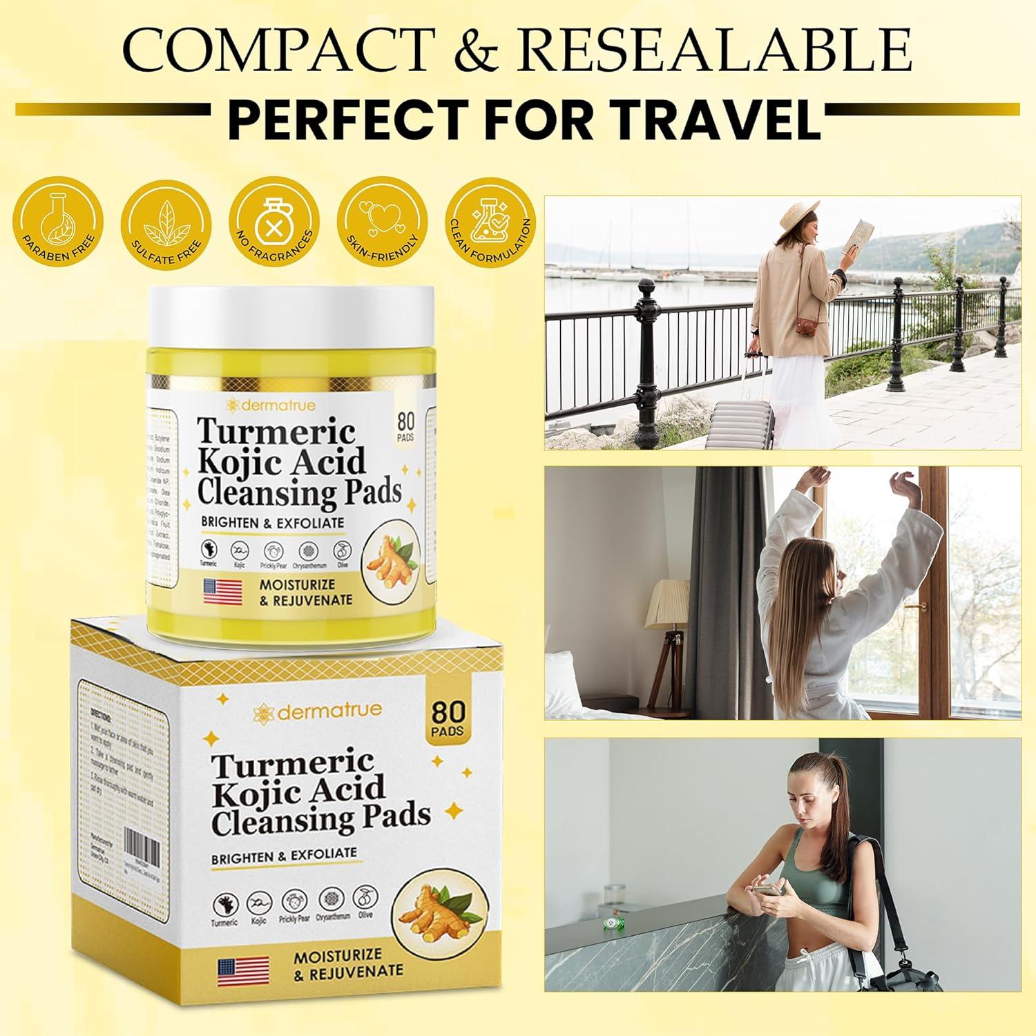 Pads de Limpieza Exfoliantes Dermatrue con Ácido Kojico y Cúrcuma - 80 Piezas