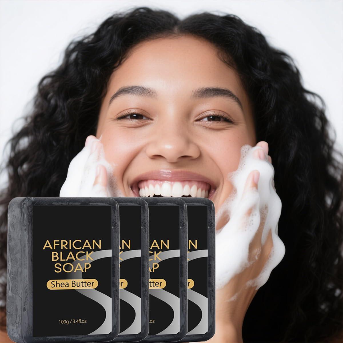 Jabón Negro Africano en Barra 4 Unidades - Manteca de Karité