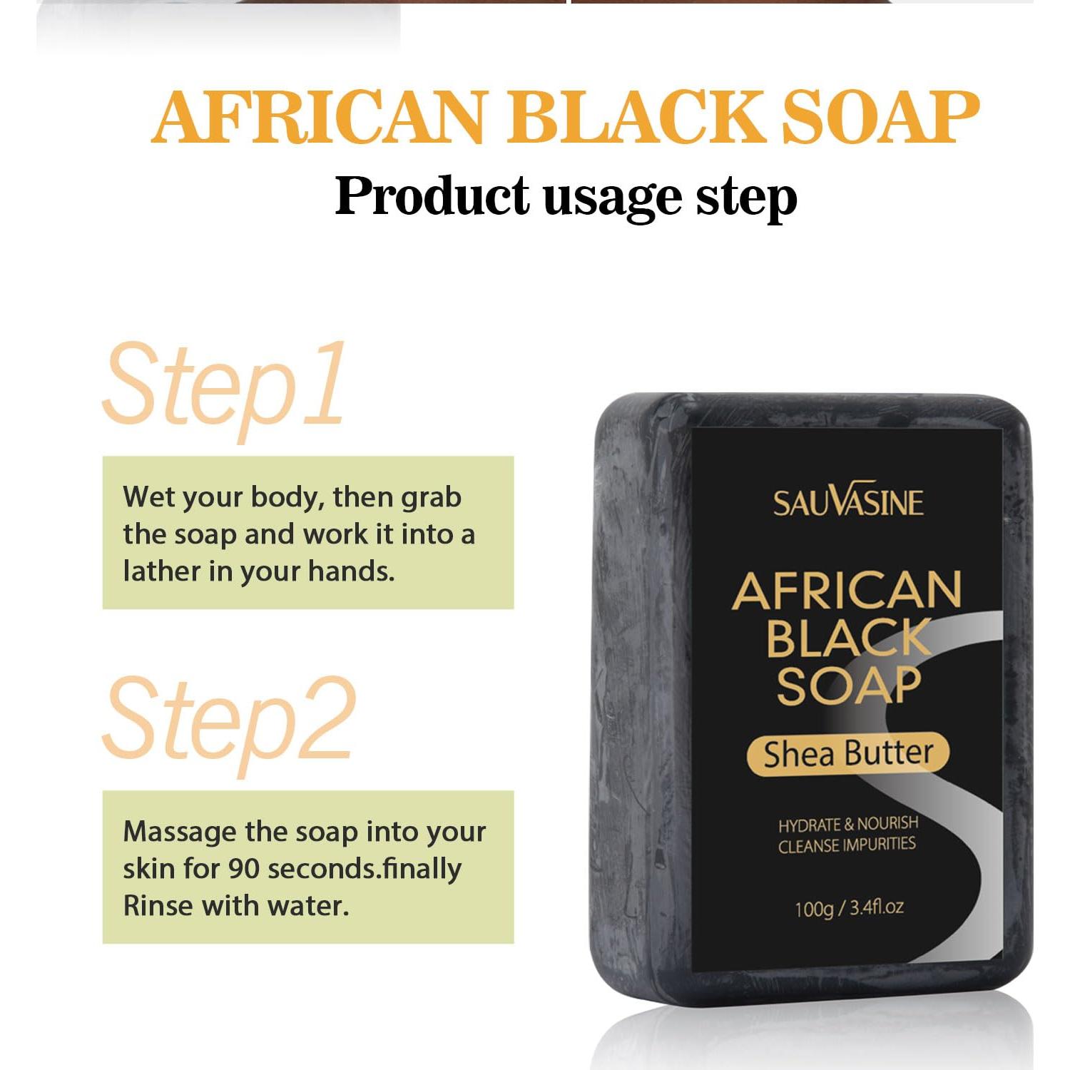 Jabón Negro Africano en Barra 4 Unidades - Manteca de Karité