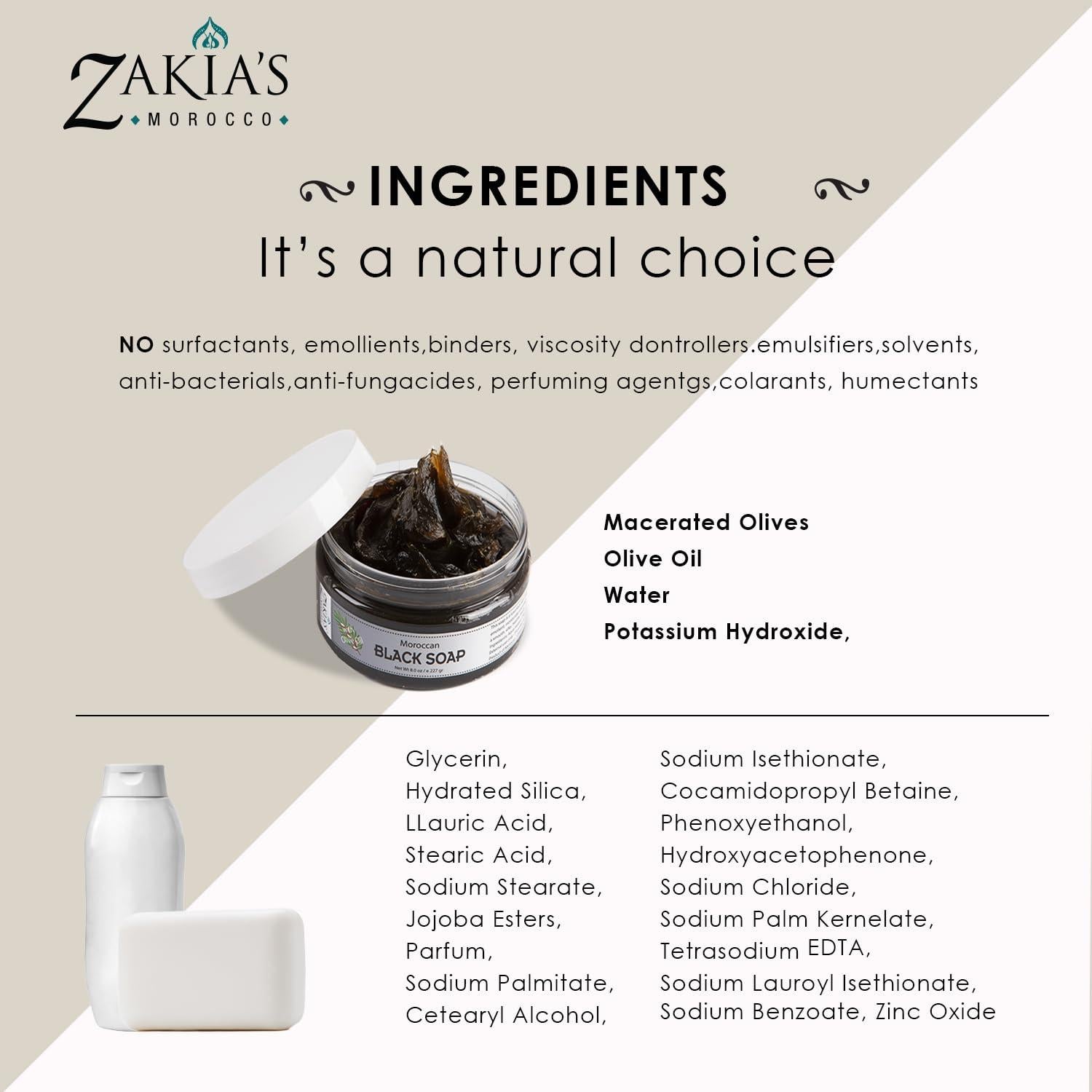 Jabón Negro Marroquí Zakia Ámbar Musk 226g - Exfoliante Natural