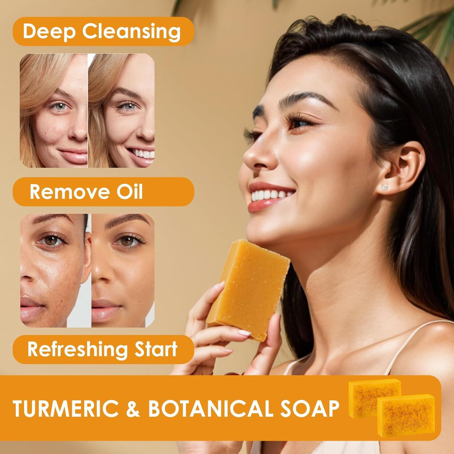 Juego de Cuidado Facial QVKZL - 4 Piezas con Cúrcuma