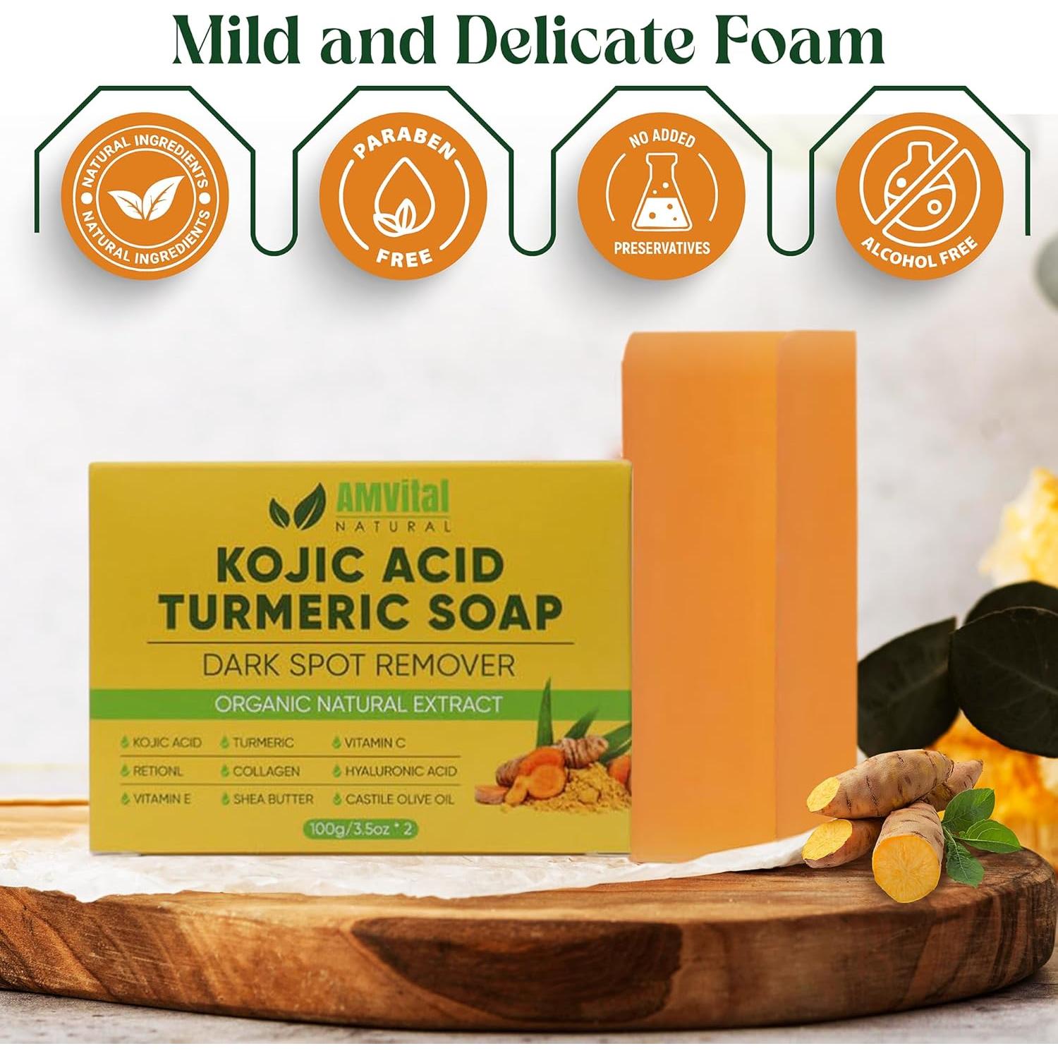 Jabón Ácido Kójico con Cúrcuma AMVital - 2 Barras 99g