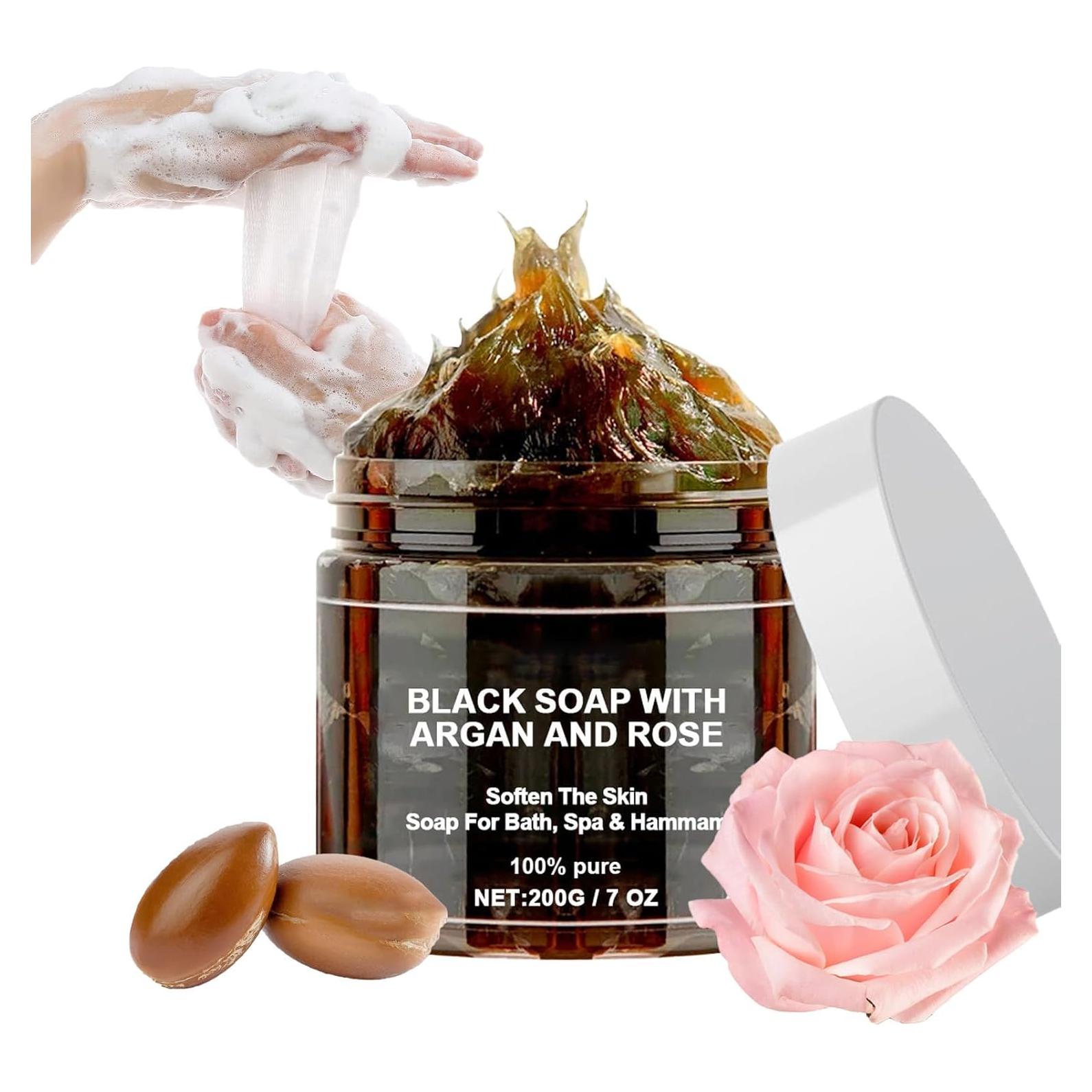 Jabón Negro Marroquí HuaQing 207 ml Hidratante y Exfoliante