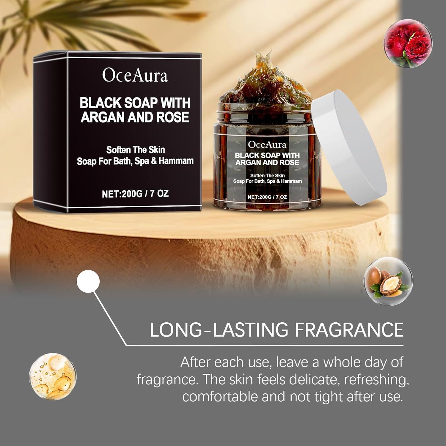 Jabón Negro Marroquí HuaQing 207 ml Hidratante y Exfoliante