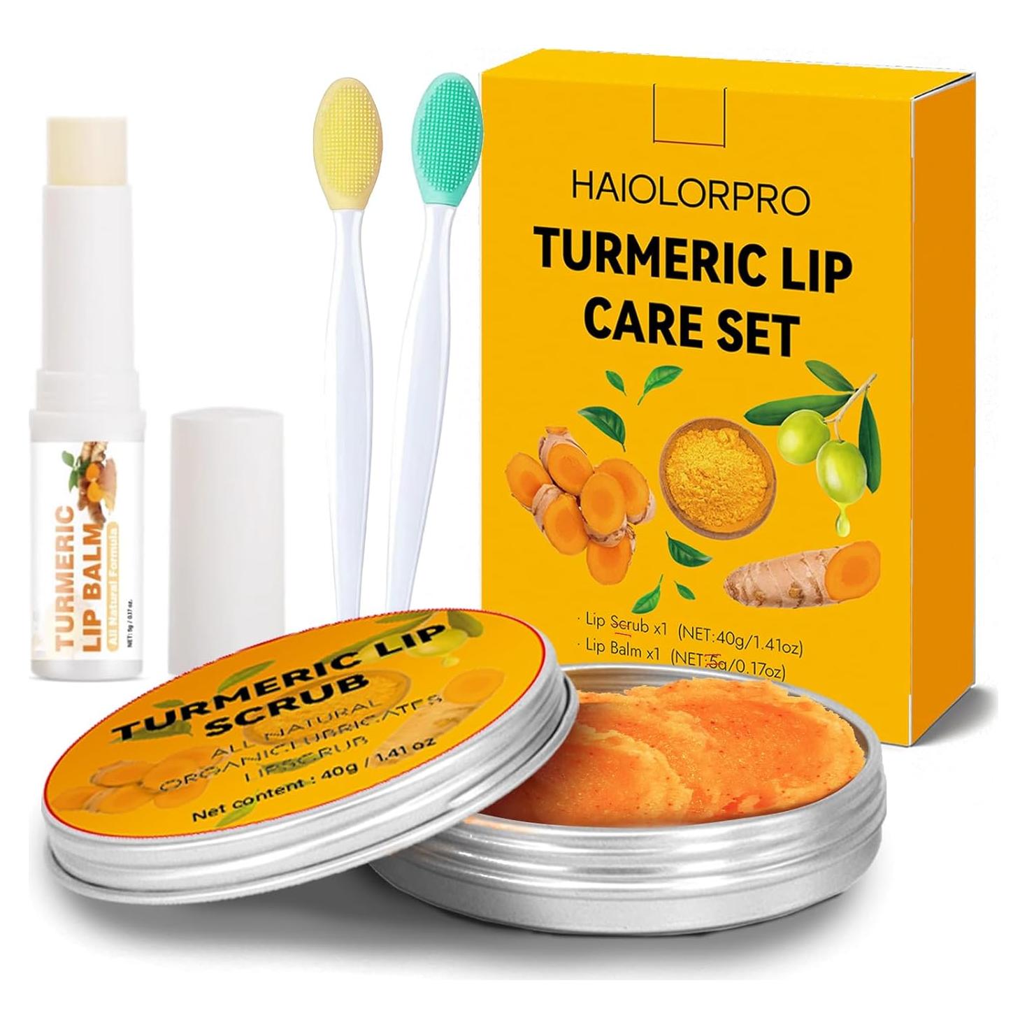 Juego de 4 Exfoliantes Labiales de Cúrcuma y Bálsamo Labial