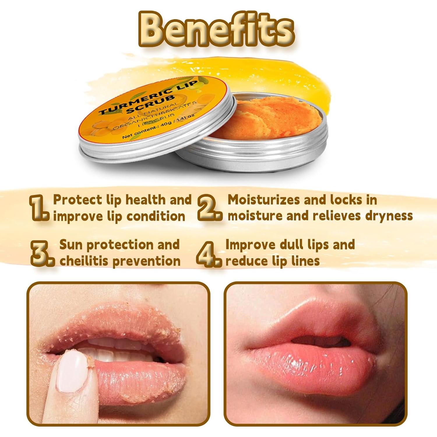 Juego de 4 Exfoliantes Labiales de Cúrcuma y Bálsamo Labial