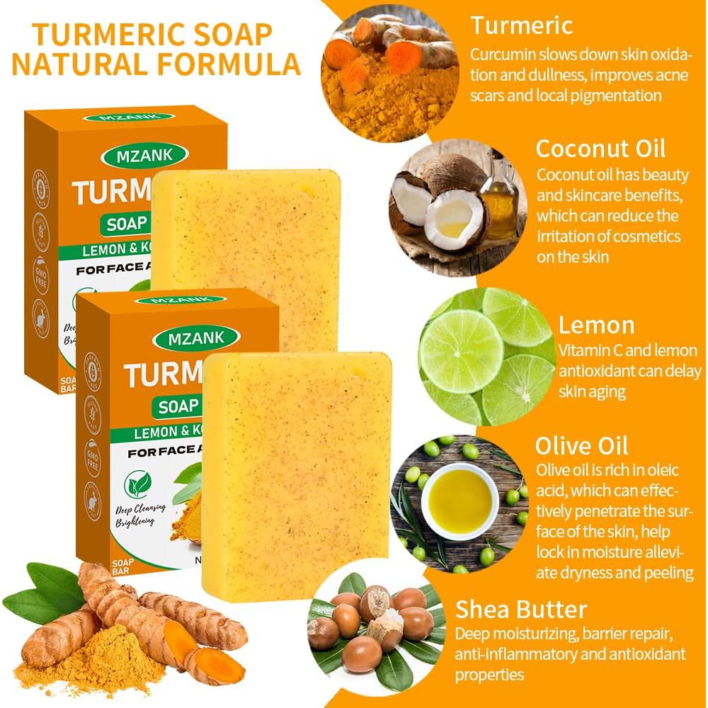 Jabón Aclarante de Cúrcuma MZANK - 100g para Manchas Oscuras