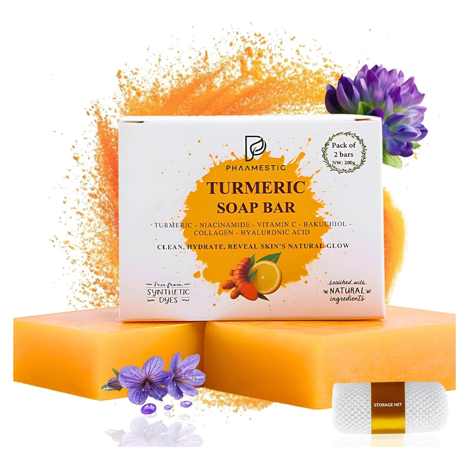 Barra de Jabón de Cúrcuma PHAAMESTIC - Hidratante y Exfoliante