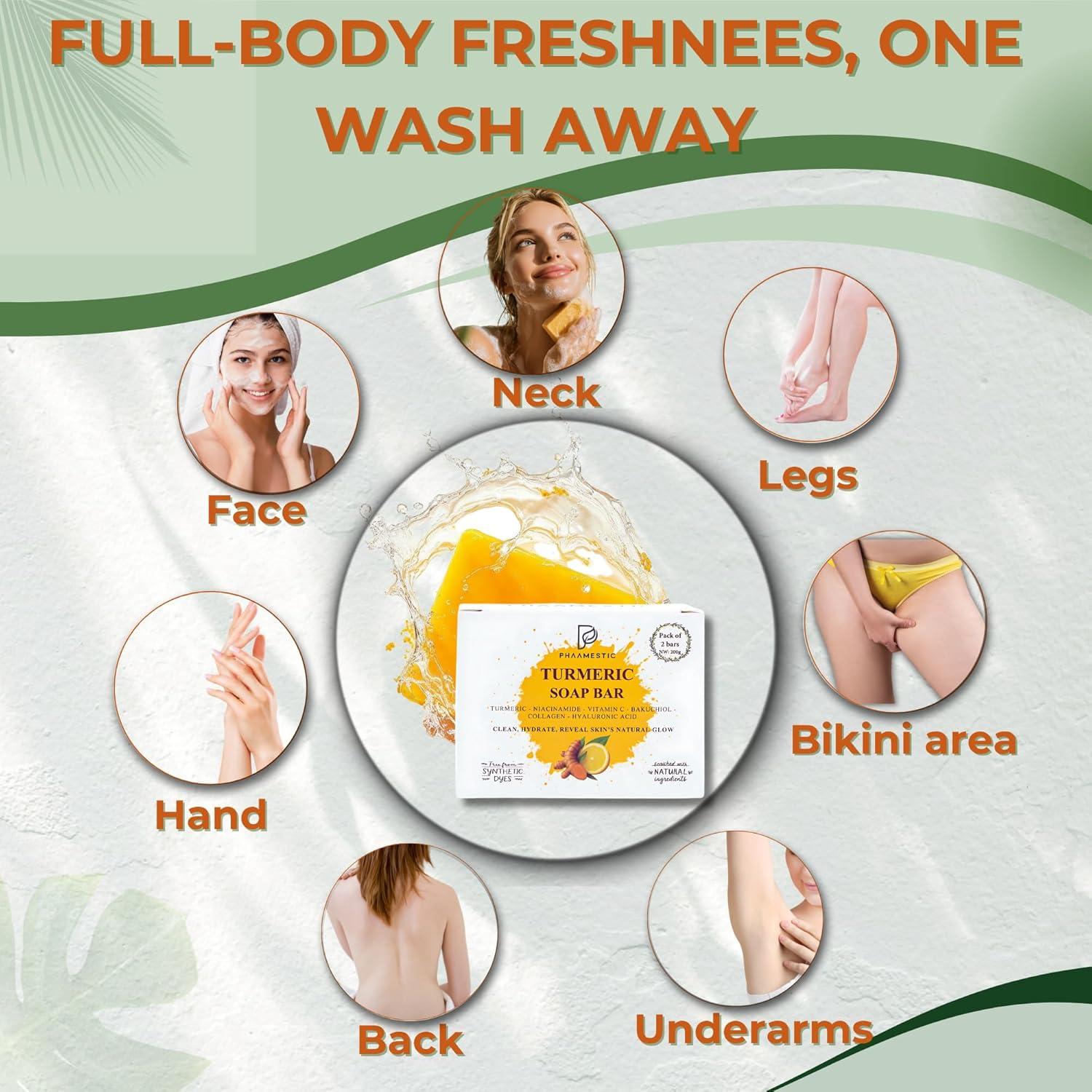 Barra de Jabón de Cúrcuma PHAAMESTIC - Hidratante y Exfoliante