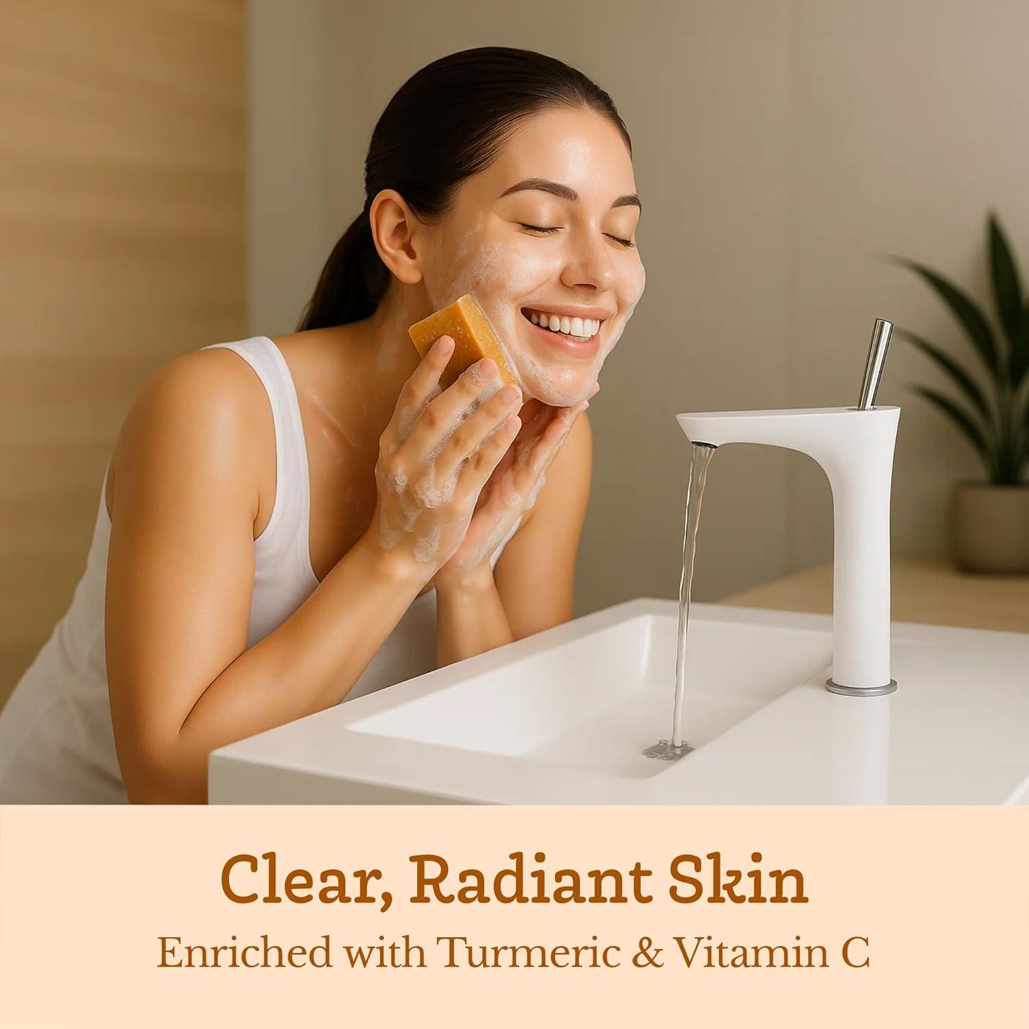 Jabón Natural de Leche de Cabra con Cúrcuma y Miel - Paquete de 3