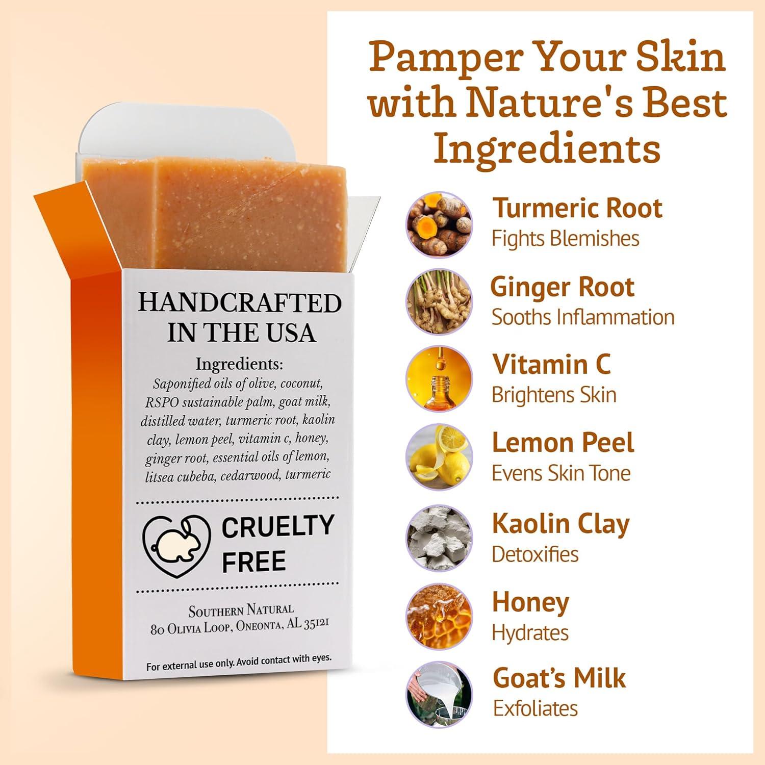 Jabón Natural de Leche de Cabra con Cúrcuma y Miel - Paquete de 3