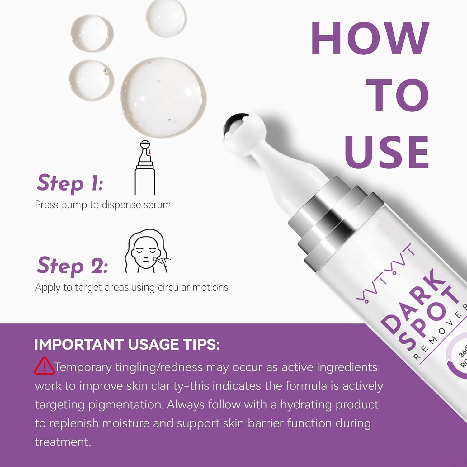 Suero Aclarador de Manchas Oscuras YVTYVT 20 ml con Bola Rodante