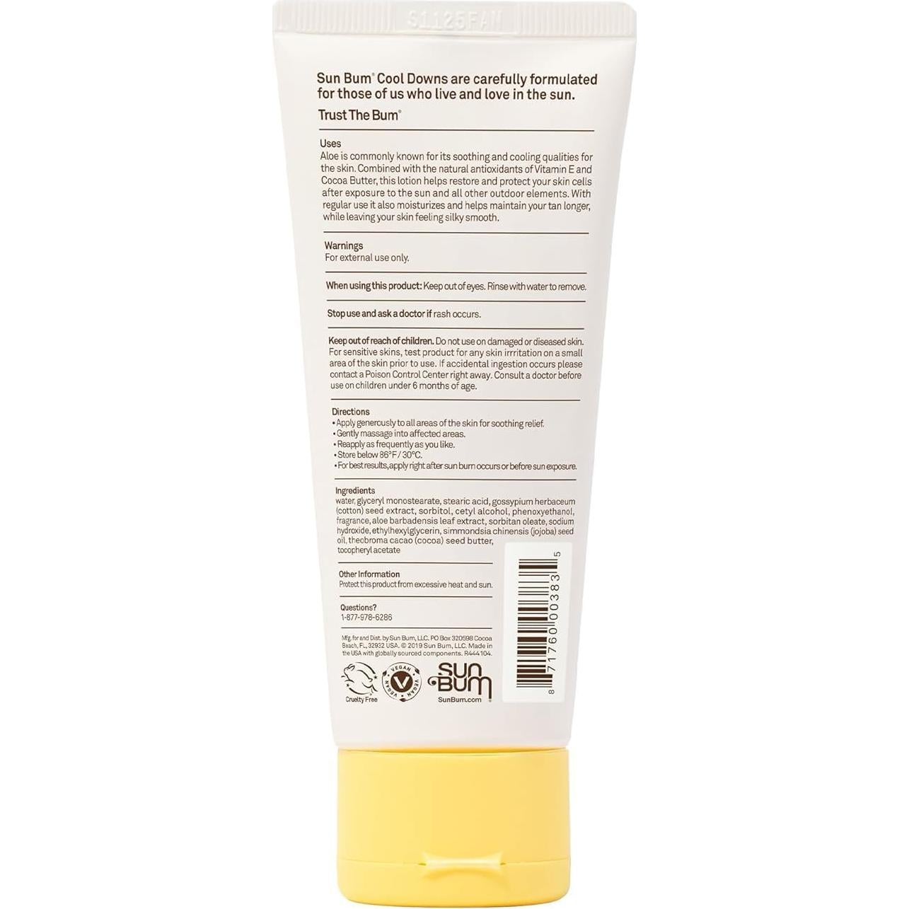 Loción Aloe Vera Cool Down Sun Bum 85g - Cuidado Solar Vegano