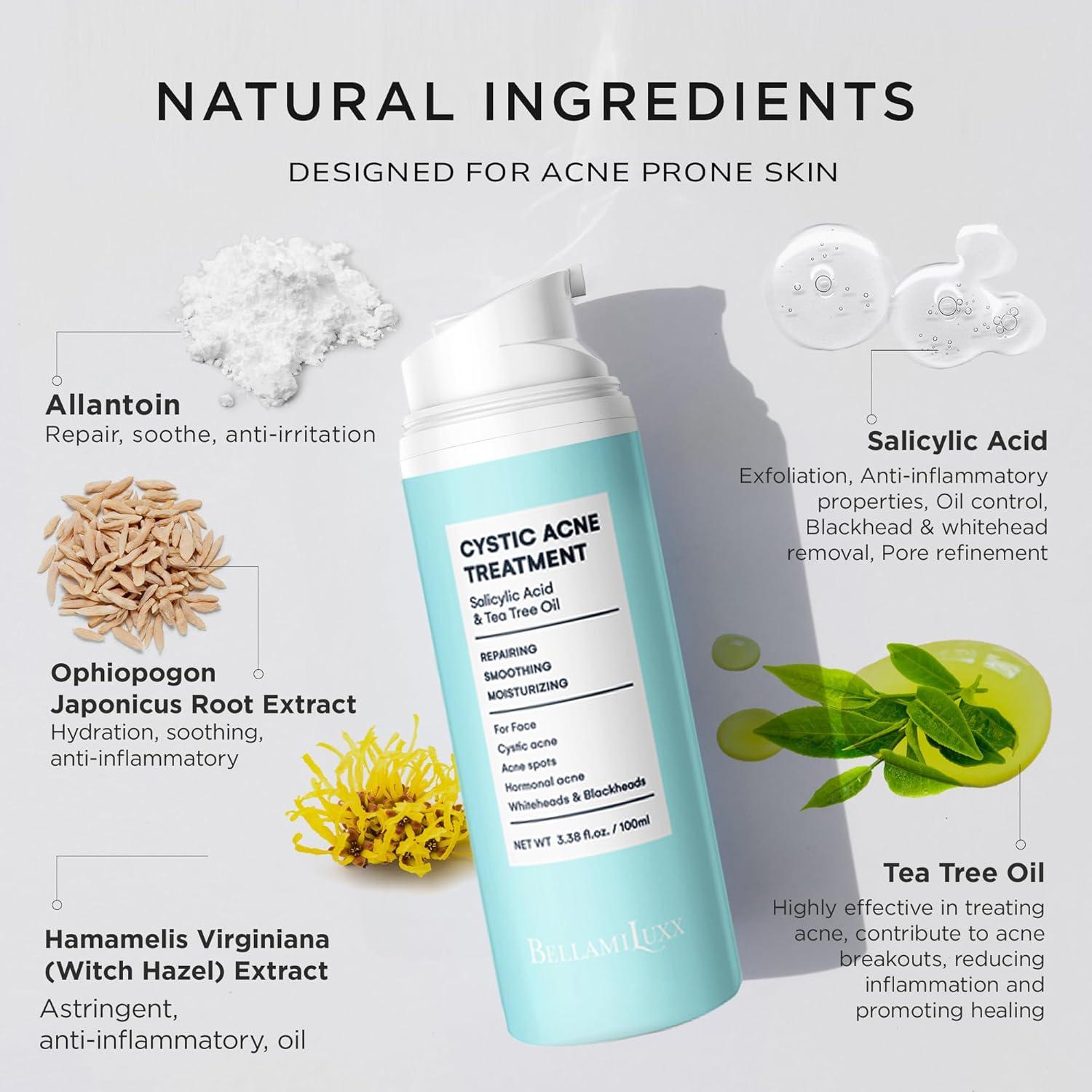 Crema Tratamiento Acné Quístico BellamiLuxx 149g - Hidratante Anti-Acné