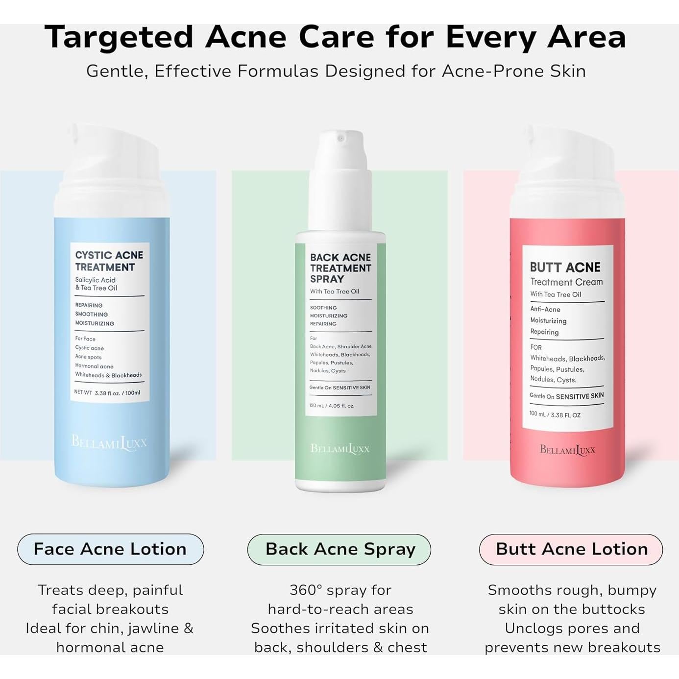 Crema Tratamiento Acné Quístico BellamiLuxx 149g - Hidratante Anti-Acné