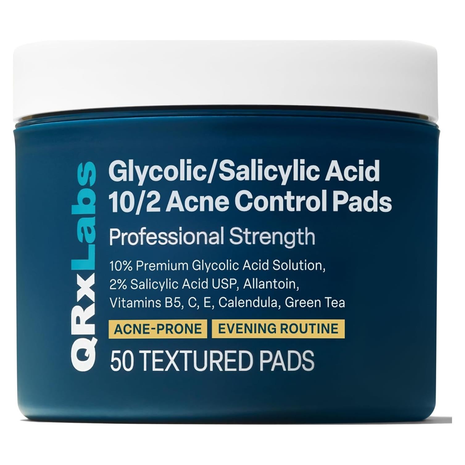 Almohadillas Exfoliantes QRxLabs 50 Unidades Ácido Salicílico 2% Glicólico 10%