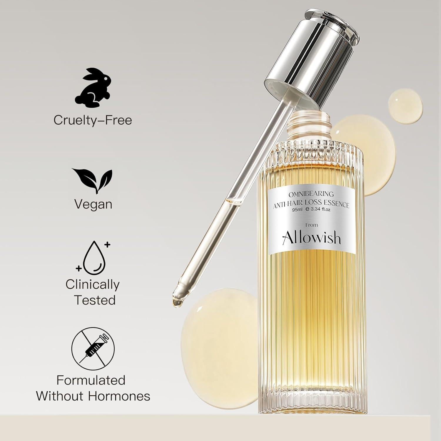 Suero Engrosante para el Crecimiento del Cabello Allowish 95 ml - Con Biotina y Cafeína