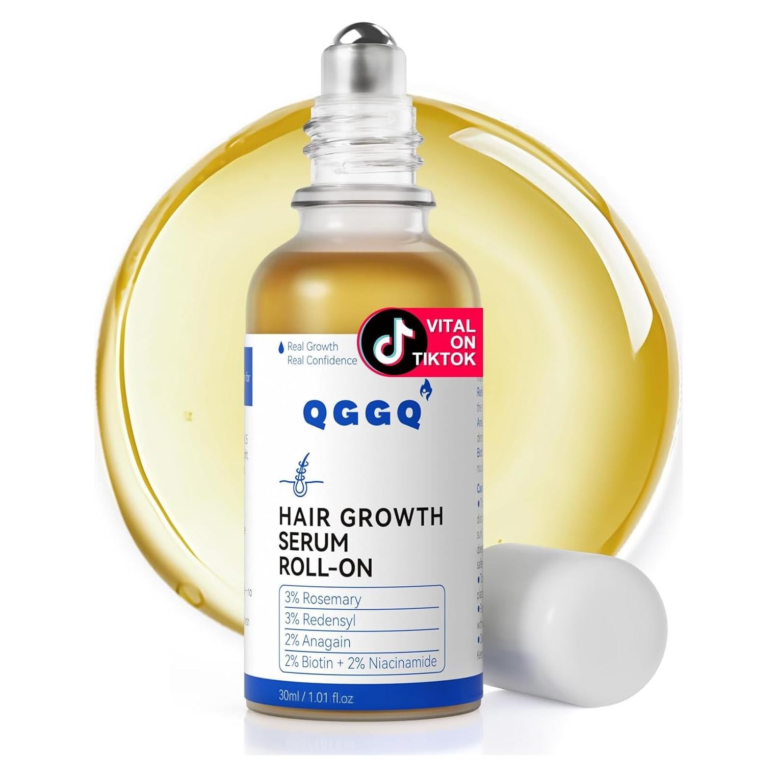 Suero Crecimiento Cabello QGGQ 30ml Roll-On Sin Enjuague