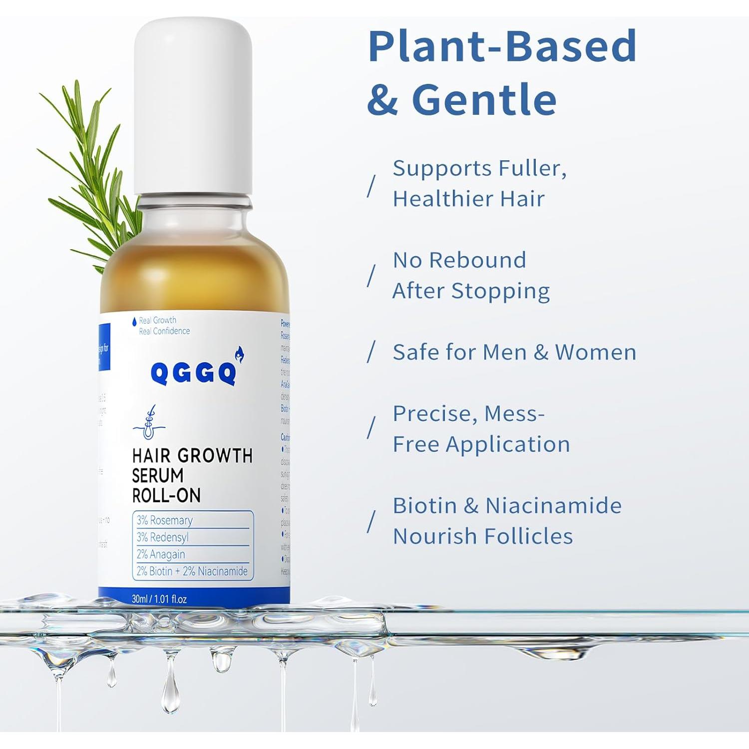 Suero Crecimiento Cabello QGGQ 30ml Roll-On Sin Enjuague