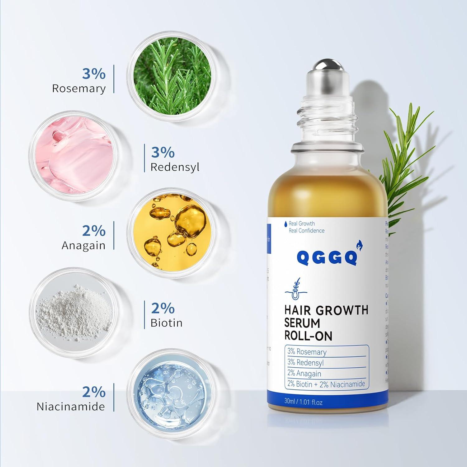 Suero Crecimiento Cabello QGGQ 30ml Roll-On Sin Enjuague