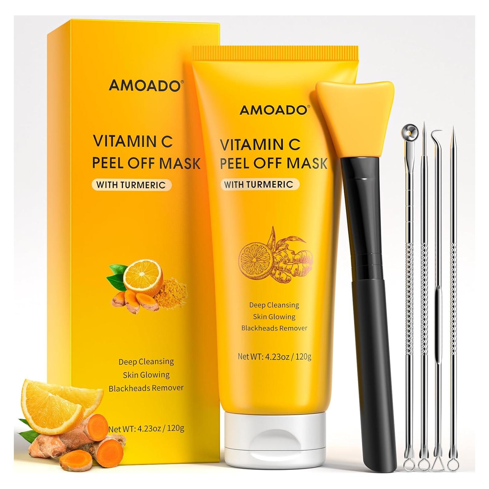 Mascarilla Facial Peel Off AMOADO con Vitamina C y Cúrcuma 200g