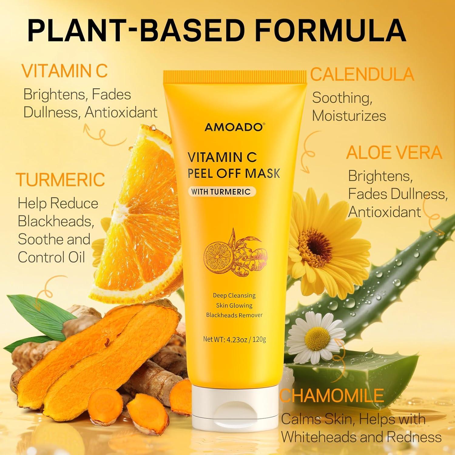 Mascarilla Facial Peel Off AMOADO con Vitamina C y Cúrcuma 200g