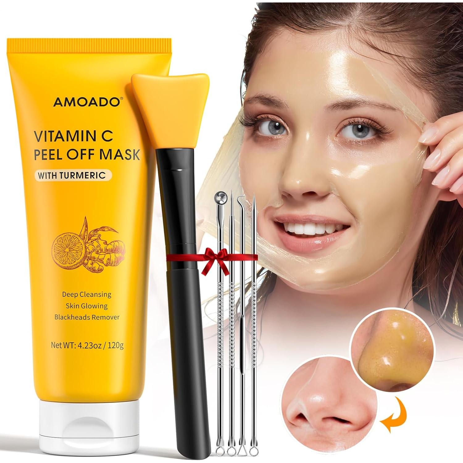 Mascarilla Facial Peel Off AMOADO con Vitamina C y Cúrcuma 200g