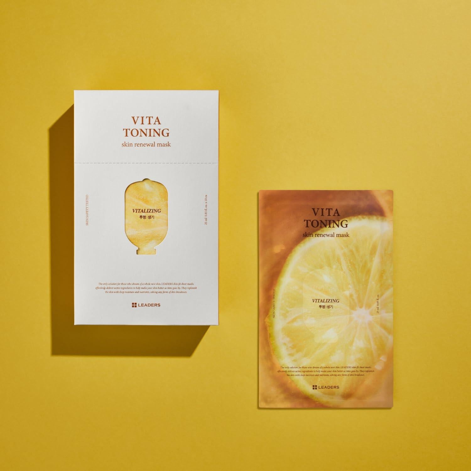 Mascarilla Facial Leaders Vita Toning - 10 Hojas Hidratantes