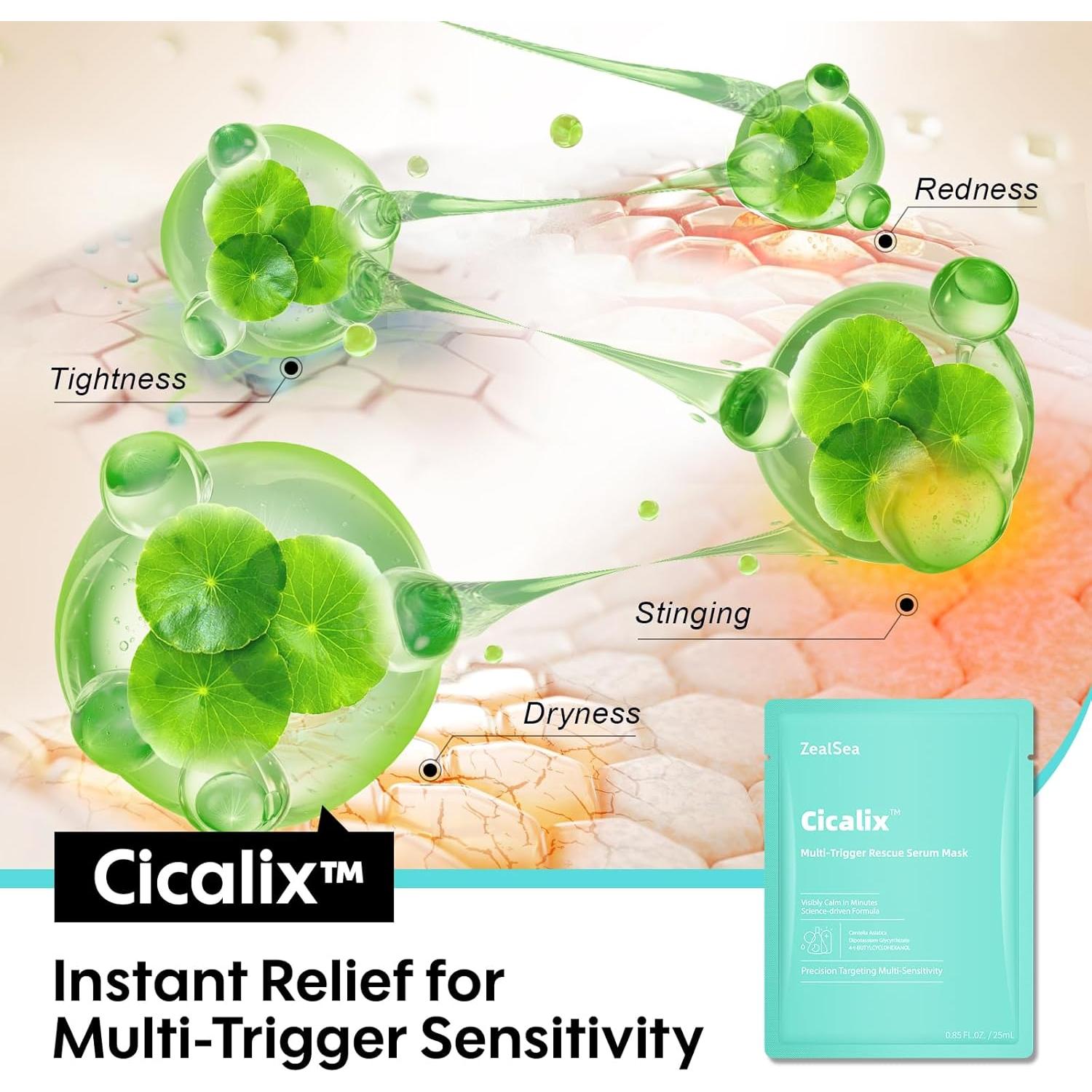 Mascarillas Faciales ZealSea Cicalix & Ceramidbar Dúo 8 Unidades