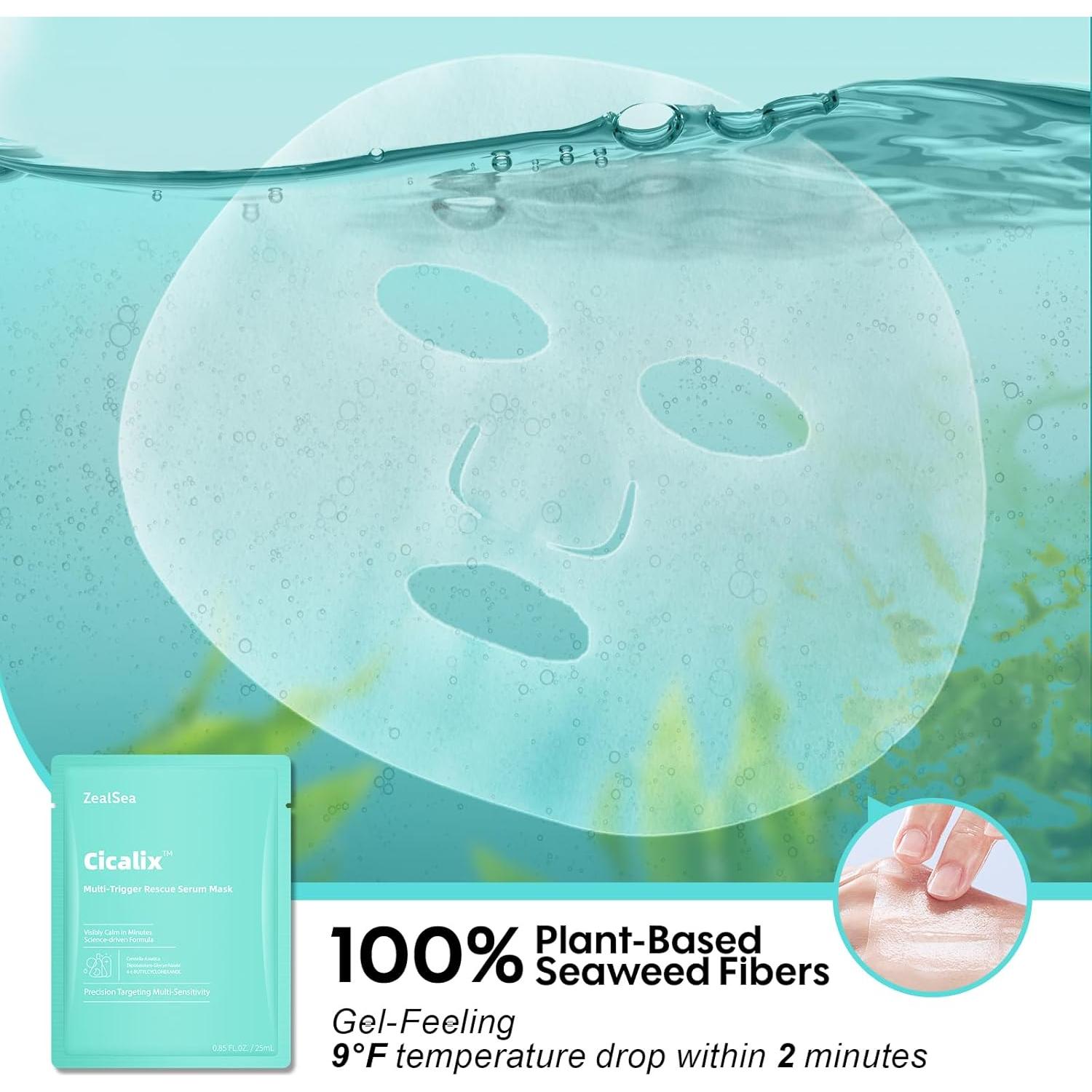 Mascarillas Faciales ZealSea Cicalix & Ceramidbar Dúo 8 Unidades