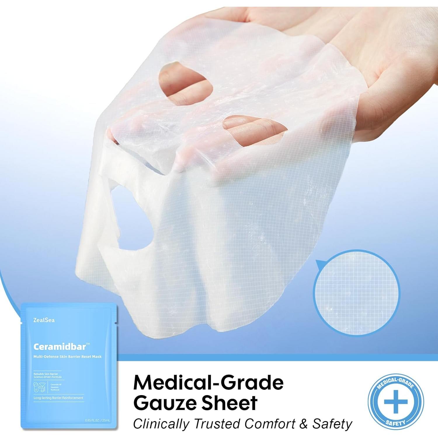 Mascarillas Faciales ZealSea Cicalix & Ceramidbar Dúo 8 Unidades