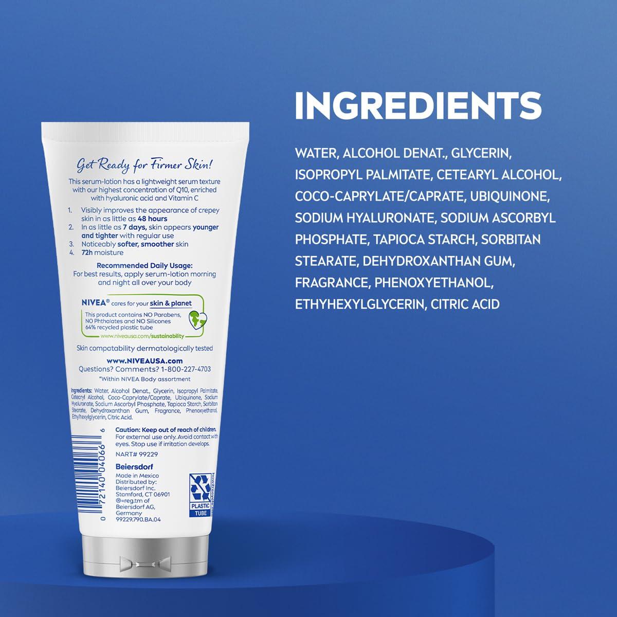 NIVEA Suero-Loción Corporal Reafirmante 198 ml Q10 Ácido Hialurónico